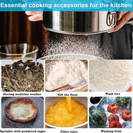 Flour Sieve Fine Mesh Stainless Steel Round Sifter 6 Inch 60 Mesh Sieves Strainer for Baking Straining Powdering.
