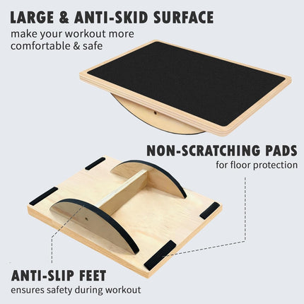 Balance Board Professional Wobble Board for Adults Anti-Slip Balance Board for Physical Therapy Standing Desk Core Strength Wooden Balance Board Rocker Board.