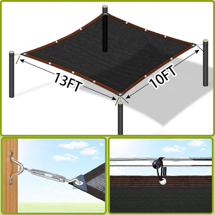 Shade Cloth - for Garden Plants 10X13FT Sun Shades Mesh Tarp with Grommets 90% Outdoor Sunblock Shade Sails for Greenhouse Pergola Patio Chicken Coop.