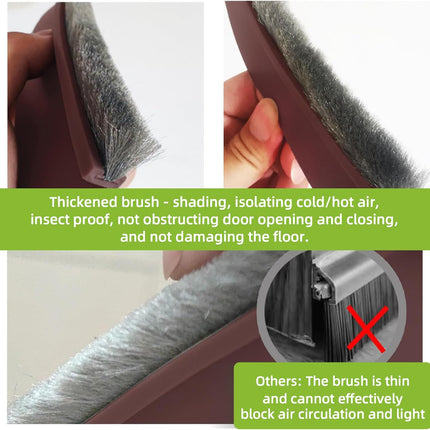 2 PCS Door Brush Bottom, Draft Stopper with Brush for Exterior Door, Bottom Seal Strip for Protection Against Bug, Dust, 2" W x 39" L, Brown.