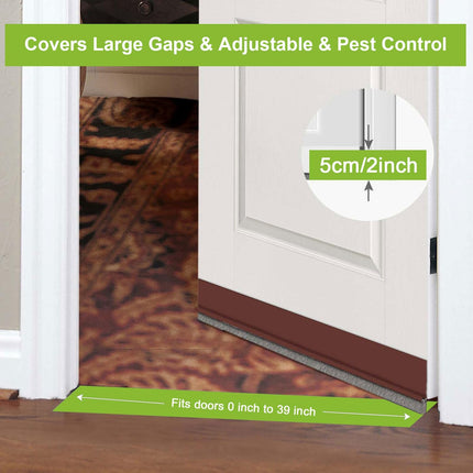 2 PCS Door Brush Bottom, Draft Stopper with Brush for Exterior Door, Bottom Seal Strip for Protection Against Bug, Dust, 2" W x 39" L, Brown.