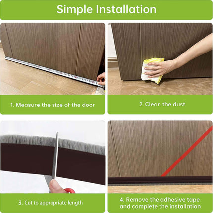 2 PCS Door Brush Bottom, Draft Stopper with Brush for Exterior Door, Bottom Seal Strip for Protection Against Bug, Dust, 2" W x 39" L, Brown.