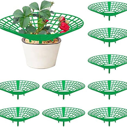 10 Pack Strawberry Plant Supports, Strawberry Plant Stand with 3 Sturdy Legs, Strawberry Growing Racks, Strawberry Growing Frame, Protecting Strawberry Plants from Mold, Rot and Dirt, Green.