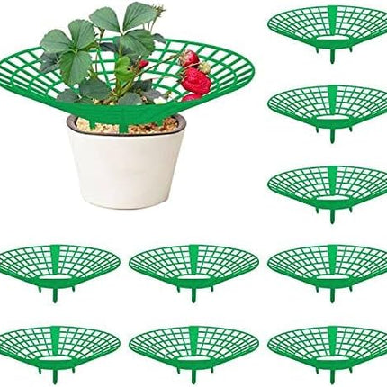 10 Pack Strawberry Plant Supports, Strawberry Plant Stand with 3 Sturdy Legs, Strawberry Growing Racks, Strawberry Growing Frame, Protecting Strawberry Plants from Mold, Rot and Dirt, Green.