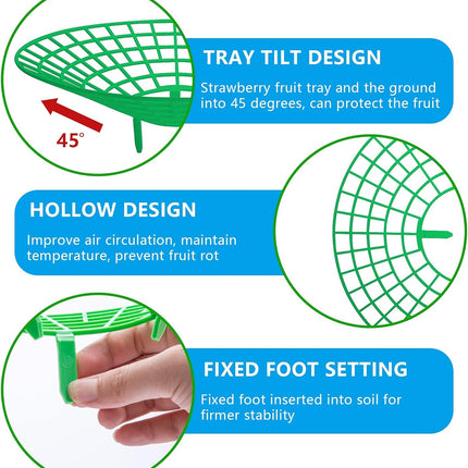 10 Pack Strawberry Plant Supports, Strawberry Plant Stand with 3 Sturdy Legs, Strawberry Growing Racks, Strawberry Growing Frame, Protecting Strawberry Plants from Mold, Rot and Dirt, Green.
