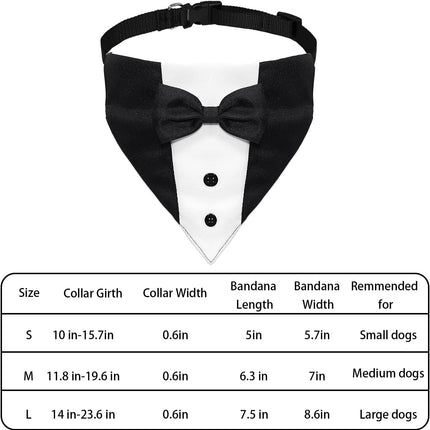 Dog Tuxedo, Formal Dog Wedding Marriage Bandana Bow Tie Collar Adjustable Cat Costume Pet Party Tux for Small, Medium and Large Dogs Engagement Birthday.