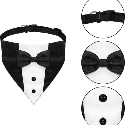Dog Tuxedo, Formal Dog Wedding Marriage Bandana Bow Tie Collar Adjustable Cat Costume Pet Party Tux for Small, Medium and Large Dogs Engagement Birthday.