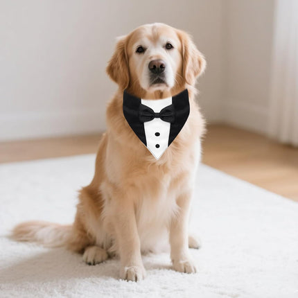 Dog Tuxedo, Formal Dog Wedding Marriage Bandana Bow Tie Collar Adjustable Cat Costume Pet Party Tux for Small, Medium and Large Dogs Engagement Birthday.