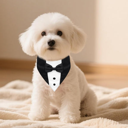Dog Tuxedo, Formal Dog Wedding Marriage Bandana Bow Tie Collar Adjustable Cat Costume Pet Party Tux for Small, Medium and Large Dogs Engagement Birthday.