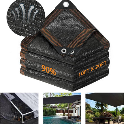 Garden 90% Shade Mesh Cloth,  10 x 20FT Sun Shade Net,Resistant Mesh Sun Shade Reinforced Grommets Shade Trap for Greenhouse,Plant,and Backyard Patio Sunshade,Pergola(Black-3x6m).
