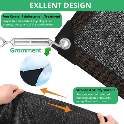 Garden 90% Shade Mesh Cloth,  10 x 20FT Sun Shade Net,Resistant Mesh Sun Shade Reinforced Grommets Shade Trap for Greenhouse,Plant,and Backyard Patio Sunshade,Pergola(Black-3x6m).