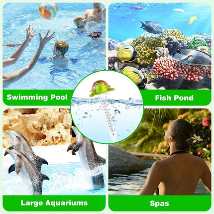 Floating Pool Thermometer, Large Size Easy Read for Water Temperature with String for Outdoor & Indoor Swimming Pools and Spas, Hot Tubs & Aquariums（Turtle）.