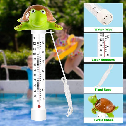 Floating Pool Thermometer, Large Size Easy Read for Water Temperature with String for Outdoor & Indoor Swimming Pools and Spas, Hot Tubs & Aquariums（Turtle）.