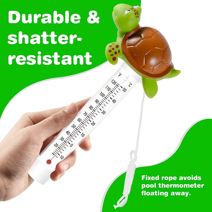 Floating Pool Thermometer, Large Size Easy Read for Water Temperature with String for Outdoor & Indoor Swimming Pools and Spas, Hot Tubs & Aquariums（Turtle）.