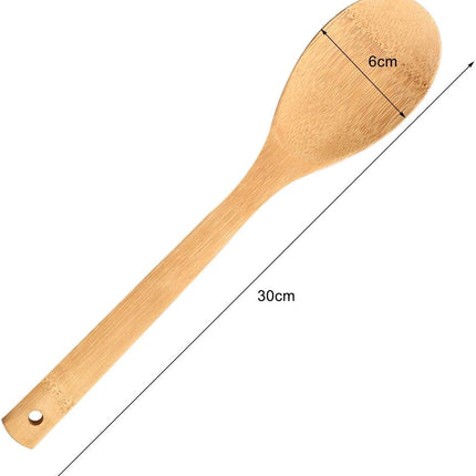 6 Piece Wooden Cooking Utensils, Natural Bamboo Nonstick Kitchen Spoons Spatula Sets for Cooking.
