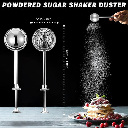 Powdered Sugar Shaker Duster Stainless Steel Dusting Wand Flour Sifter for Baking Flour Spices Baking Tools.