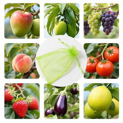 Fruit Protection Bags 100 pcs, Reusable Mesh Bags for Fruit Trees 3-Size, Breathable Covers to Protect Fruits from Pests & Birds(Green).