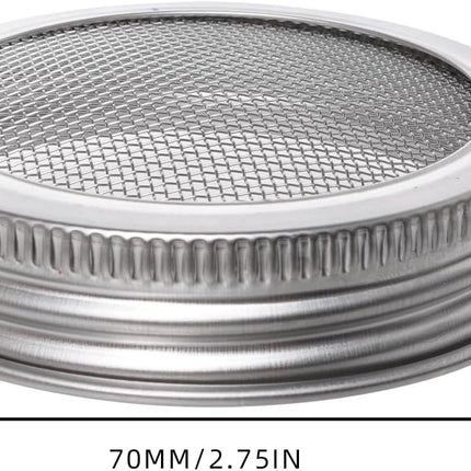 4 Pack Mesh Strainer Jar Stainless Steel Sprouting Jars Mason Wide Mouth Canning Lids for Growing Bean, Seeds and Salad(70MM).