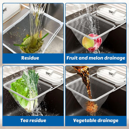 Kitchen Sink Strainer with Net 100Pcs, Large Opening Sink Strainer Rack, Foldable Rag Rack, Strong Load-Bearing Kitchen Food Catcher Filter, for Kitchen Sink Leftover Garbage Food.