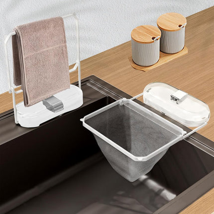 Kitchen Sink Strainer with Net 100Pcs, Large Opening Sink Strainer Rack, Foldable Rag Rack, Strong Load-Bearing Kitchen Food Catcher Filter, for Kitchen Sink Leftover Garbage Food.