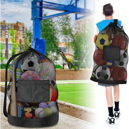 40 * 28 in Extra Large Sports Ball Bag Mesh, Heavy Duty Soccer Ball Net Bag, Con Adjustable Shoulder Strap, for Swimming, Diving, Travel, Gym, Camping, Training, Sports.