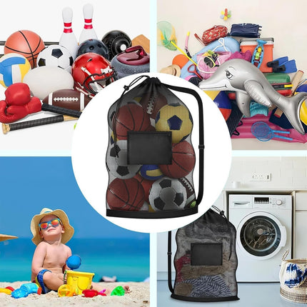 40 * 28 in Extra Large Sports Ball Bag Mesh, Heavy Duty Soccer Ball Net Bag, Con Adjustable Shoulder Strap, for Swimming, Diving, Travel, Gym, Camping, Training, Sports.