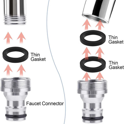 Faucet Tap Quick Connector Kit, 4 Washing Machine Connector and 2 Universal Faucet Adapter, Thread Sink Faucet Adapter for Dishwasher, Car Wash, Connecting Garden Hose.