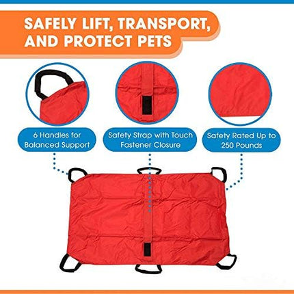 Transport Stretcher for Dogs - Emergency Animal Carrier with Safety Strap - 250 Pound Weight Limit - Pet Stretcher.