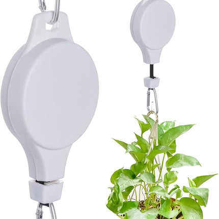 2 Pack Plant Pulley Retractable Hanger Adjustable Height Wheel for Hanging Plants Heavy Duty Indoor Outdoor Plant Hanger for Garden (2).