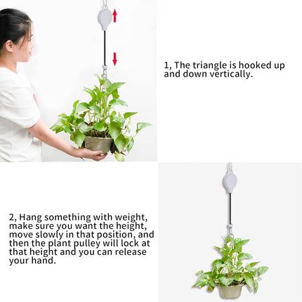 2 Pack Plant Pulley Retractable Hanger Adjustable Height Wheel for Hanging Plants Heavy Duty Indoor Outdoor Plant Hanger for Garden (2).
