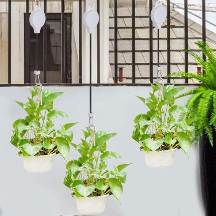 2 Pack Plant Pulley Retractable Hanger Adjustable Height Wheel for Hanging Plants Heavy Duty Indoor Outdoor Plant Hanger for Garden (2).