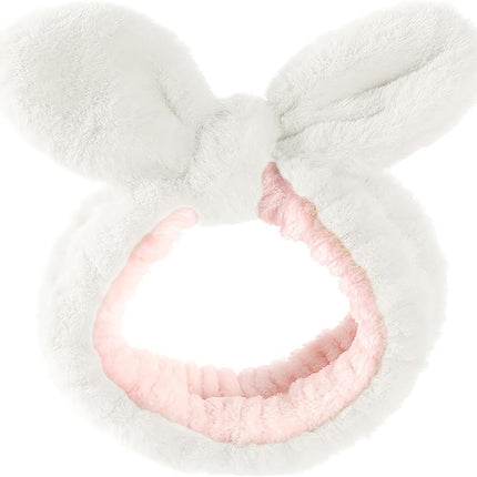 Skin Care Headband, Facial Wash Band, Bunny Ear, Bath Shower, Girls Rubber Makeup (B, M).