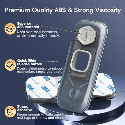 5 Pack Child Proof Refrigerator Lock, Fridge Locks for Kids with Sticky Adhesive Pads, Child Safety Locks for Doors, RV Refrigerator, Oven Lock Child Safety Baby Cabinet Locks.