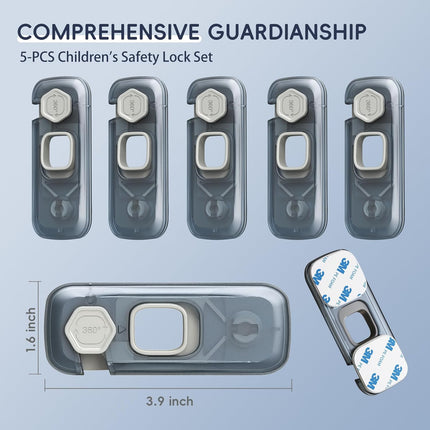 5 Pack Child Proof Refrigerator Lock, Fridge Locks for Kids with Sticky Adhesive Pads, Child Safety Locks for Doors, RV Refrigerator, Oven Lock Child Safety Baby Cabinet Locks.