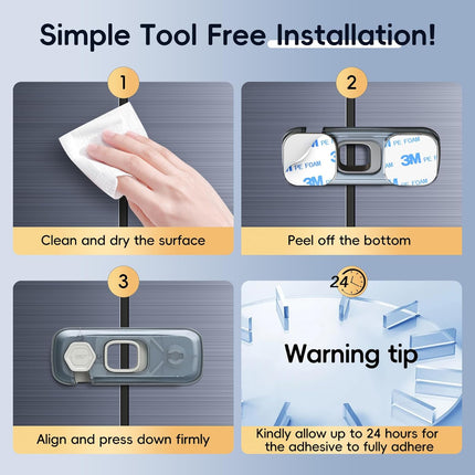 5 Pack Child Proof Refrigerator Lock, Fridge Locks for Kids with Sticky Adhesive Pads, Child Safety Locks for Doors, RV Refrigerator, Oven Lock Child Safety Baby Cabinet Locks.