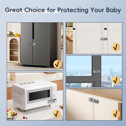 5 Pack Child Proof Refrigerator Lock, Fridge Locks for Kids with Sticky Adhesive Pads, Child Safety Locks for Doors, RV Refrigerator, Oven Lock Child Safety Baby Cabinet Locks.