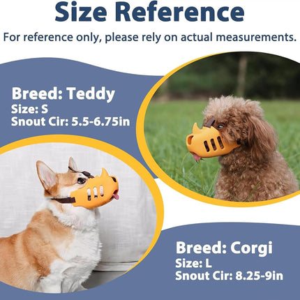 Silicone Dog Muzzle, Soft Muzzle for Small Medium Dogs, Breathable Silicone Cage Mouth Cover for Poodle Dachshund to Prevent Biting and Chewing Adjustable Head Strap (S,Orange).