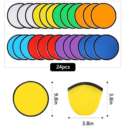 24pcs Collapsible Frisbee Fan Set Beach Frisbee Party Idea Gift Halloween Christmas New Years, 8 Colors.