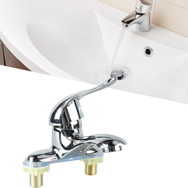 Modern Bathroom Sink Faucet, Zinc Alloy, Chrome Finish, 2 Hole, Single Handle, Easy Install, Suitable for Home & Hotel.