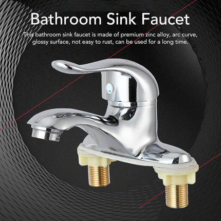 Modern Bathroom Sink Faucet, Zinc Alloy, Chrome Finish, 2 Hole, Single Handle, Easy Install, Suitable for Home & Hotel.