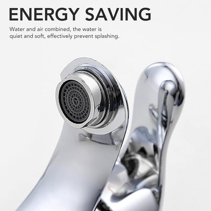 Modern Bathroom Sink Faucet, Zinc Alloy, Chrome Finish, 2 Hole, Single Handle, Easy Install, Suitable for Home & Hotel.