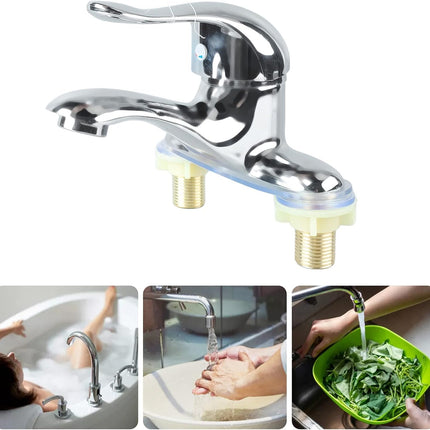 Modern Bathroom Sink Faucet, Zinc Alloy, Chrome Finish, 2 Hole, Single Handle, Easy Install, Suitable for Home & Hotel.