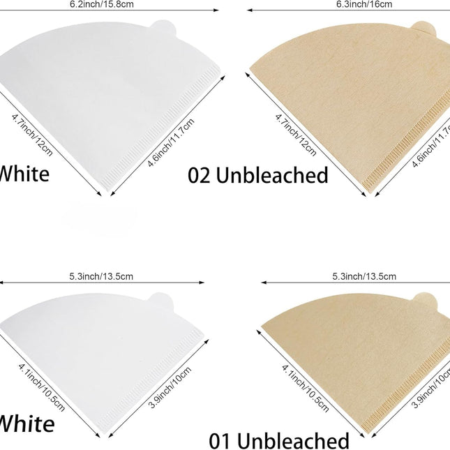 300 Counts Coffee Filters Cone Coffee Filters V60 Coffee Filter No.2 Coffee Filters 2-4 Cups Pour Over Coffee Filter Cone Natural Paper Coffee Filters.