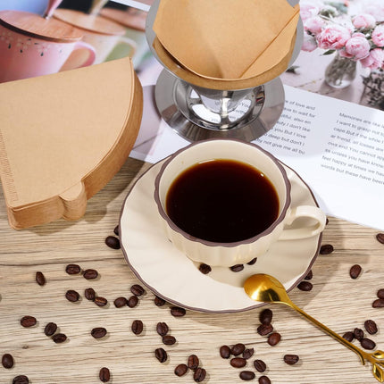 300 Counts Coffee Filters Cone Coffee Filters V60 Coffee Filter No.2 Coffee Filters 2-4 Cups Pour Over Coffee Filter Cone Natural Paper Coffee Filters.