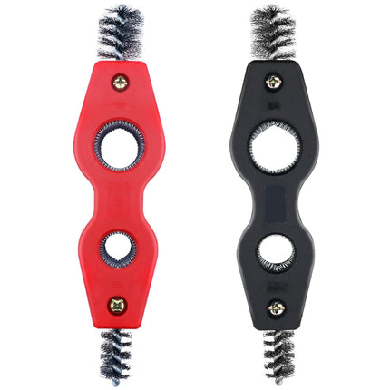 2 PCS 4 in 1 Copper Tubing Brush, 1/2 in and 3/4 in Copper Pipe Cleaner, Stainless Steel Coppers Tubing Wire Brush Cleaning Inside and Outside Thread, for Plumbing Installation, Soldering.
