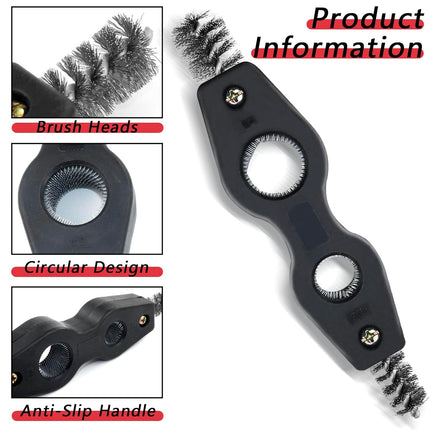 2 PCS 4 in 1 Copper Tubing Brush, 1/2 in and 3/4 in Copper Pipe Cleaner, Stainless Steel Coppers Tubing Wire Brush Cleaning Inside and Outside Thread, for Plumbing Installation, Soldering.