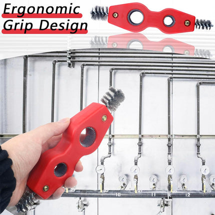 2 PCS 4 in 1 Copper Tubing Brush, 1/2 in and 3/4 in Copper Pipe Cleaner, Stainless Steel Coppers Tubing Wire Brush Cleaning Inside and Outside Thread, for Plumbing Installation, Soldering.