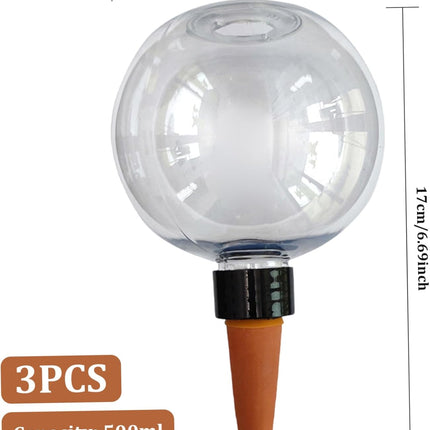 3PCS Plant Watering Globes, 500ml Self Watering Planter Insert, Transparent Plant Irrigation Devices for Indoor Potted Plants.
