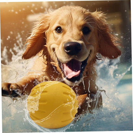 Dog Ball on Rope 3 Inch Rubber Ball on Rope Dog Toy Interactive Training Yellow Color Portable Teething Toys for Reward, Fetch, Play.