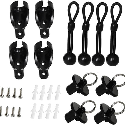 Replacement Shade Parts Bungee End Cap Kit for Exterior Cordless Roller Shades Outdoor Blinds（ 2 Sets） (Black).